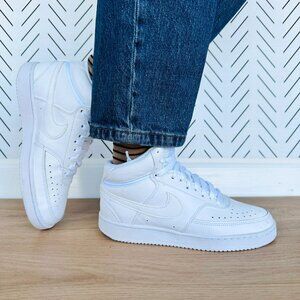 ⭐Nike Court Vision Mid 1980s Sz 6.5 Women's Shoes Retro CD5466-100 White Sneaker